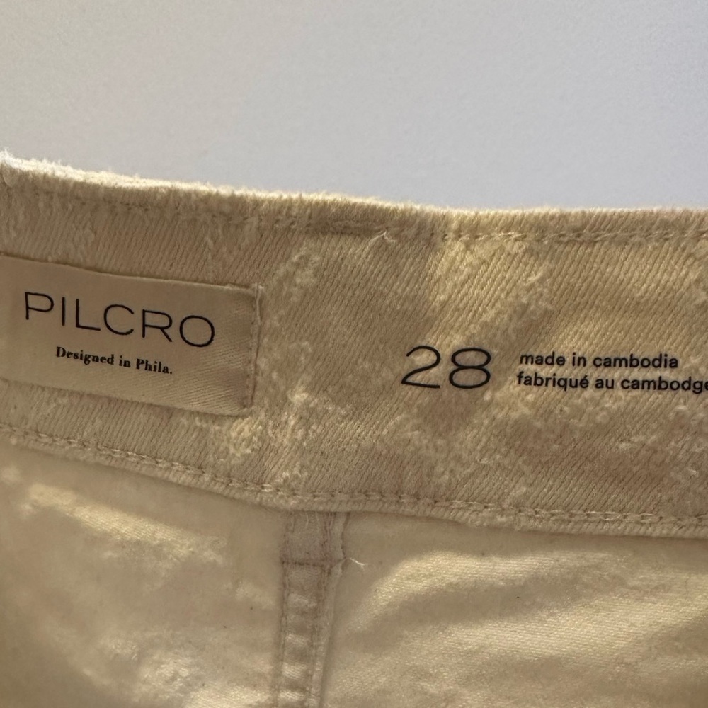 NWT Anthro Pilcro The Skipper High-Rise Crop Wide-Leg Jeans 28 Cream Houndstooth - Picture 12 of 12